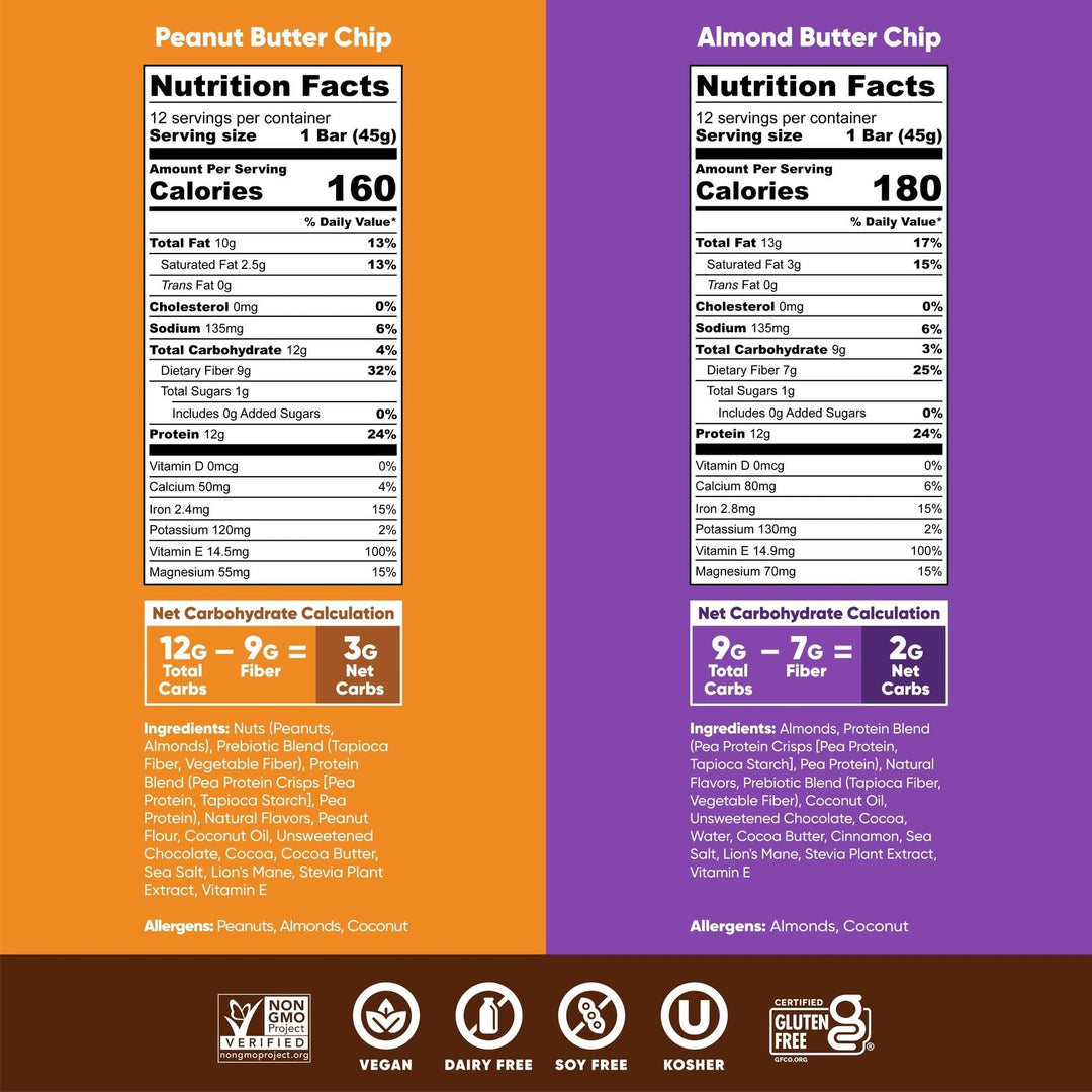 IQBAR Almond Butter Chip & Peanut Butter Chip 24 Bars