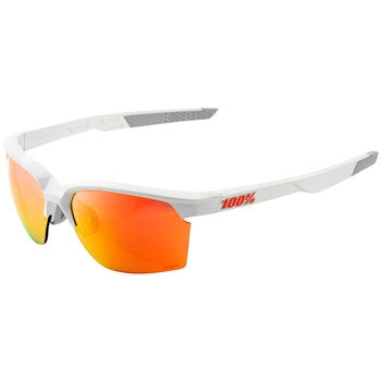 100% Sportcoupe Sunglasses - Soft Tact White, HiPER Red Multilayer Mirror Lens