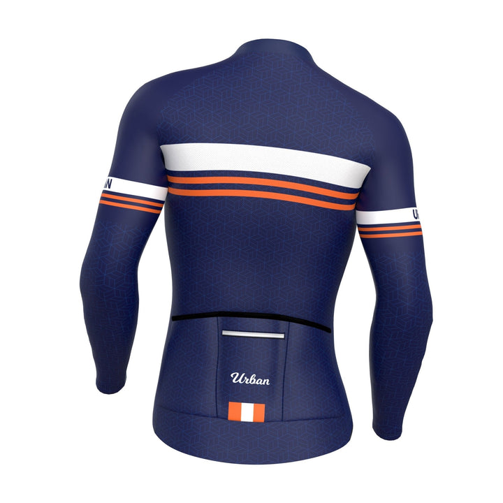 Urban Cycling Men's Classic Blue Long Sleeve Jerseys / Bib Tights